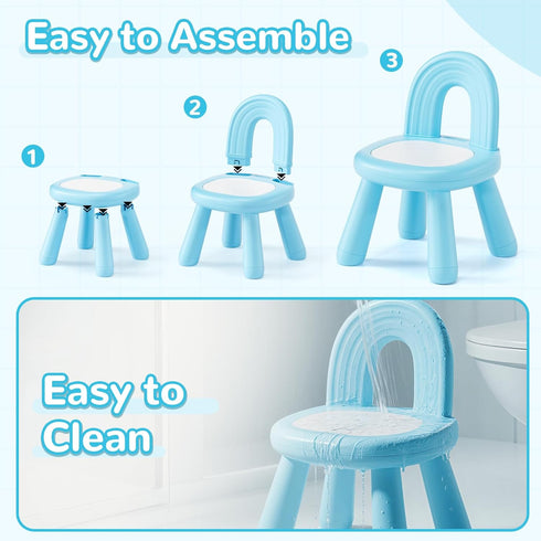 1-3, KidBloom Toddler Chair, Kids Chair for Table with Ergonomic Rainbow Backrest, Durable Small Versatile Plastic