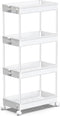 SPACEKEEPER 4-Tier Mobile Shelving Unit, Bathroom Rolling Cart Utility Storage Organizer Shelf for Kitchen, Living