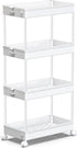 SPACEKEEPER 4-Tier Mobile Shelving Unit, Bathroom Rolling Cart Utility Storage Organizer Shelf for Kitchen, Living