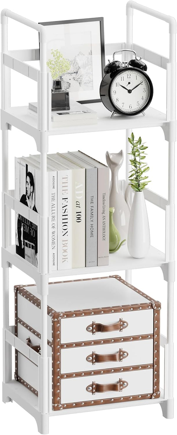 FIDUCIAL HOME 3 Tiers Small Bookshelf Book Shelf White Kids Bookcase Mini