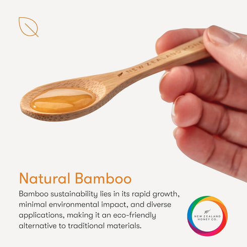4.7" (12cm) New Zealand Honey Co. Manuka Honey Bamboo Spoon
