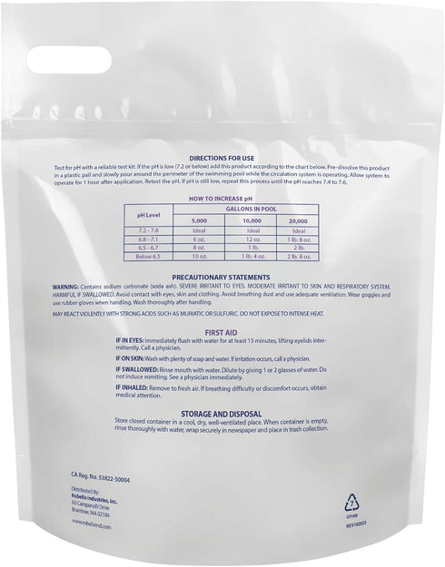 10-Pounds 100% Robelle Premium pH Up for Pools, Sodium Carbonate