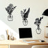 Zzbakress 3 Pcs Black Metal Flowers and Vases Wall Decoration - Minimalist Art Wall Sculpture for Living Room