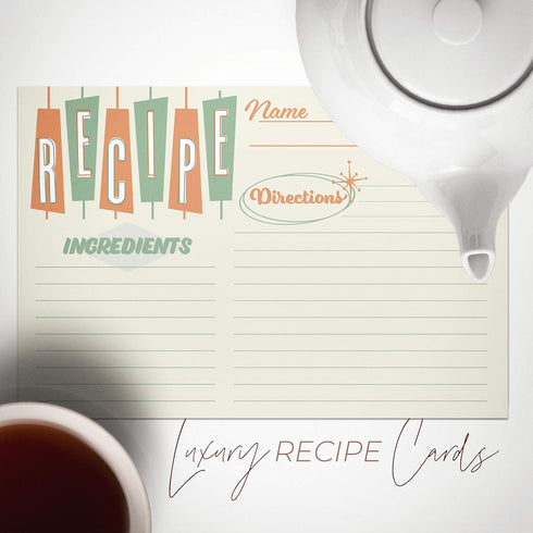Retro Recipe Cards from Dashleigh: 48 Blank, Water-Resistant, Double-Sided Cards, 4x6 inches
