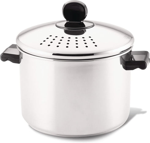 Farberware Classic Series 8-Quart Stainless Steel Covered Straining Stockpot with Lid, Silver