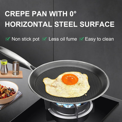 Nonstick Crepe Pan, 11 Inch Stainless Steel with Honeycomb Coating, PFOA Free, Induction Compatible Griddle