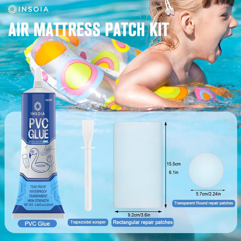 120 ML 2 Swimming Pool Liner Patch, Air Mattress Repair Kit x Waterproof Vinyl Repair Patch Kit for Inflatables, Ring