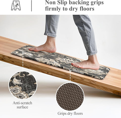2 Sink,Laundry,Office(17''x29''+17''x47'') LEEVAN Anti Fatigue Mats for Kitchen Floor Piece,Cushioned Memory Foam Black