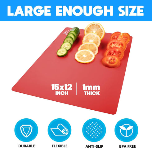 Goodluck 4 Pieces Flexible Cutting Boards, BPA Free Plastic Cutting Boards for Kitchen, Non Slip Cutting Mat for Meat and Vegetables by Goodluck