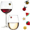 Magnetic Wine Glass Charms Set of 6 with Bee, Strawberry, and Flowers - Fun Drink Markers or Cocktail Identifiers