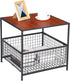 Nouva 20 Inch 2-Tier End Table, Square Side Table w/Mesh Storage Basket, Nightstand Storage Shelf Metal Frame