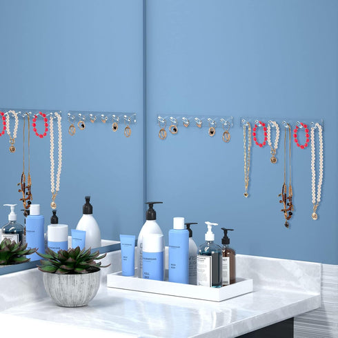 AITEE Acrylic Necklace Holder, Wall Mounted Organizer with 6 Hooks for Jewelry, Best Gifts for Women