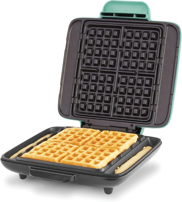 Dash Deluxe No-Drip Waffle Iron Maker - 1200W Machine for Breakfast, Lunch, and Snacks with Easy Clean, Aqua