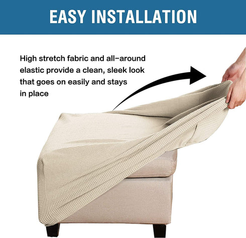 ADPON Square Ottoman Covers Ottoman Slipcovers Folding Storage Stool Protector Elastic Bottom Stretch High Spandex