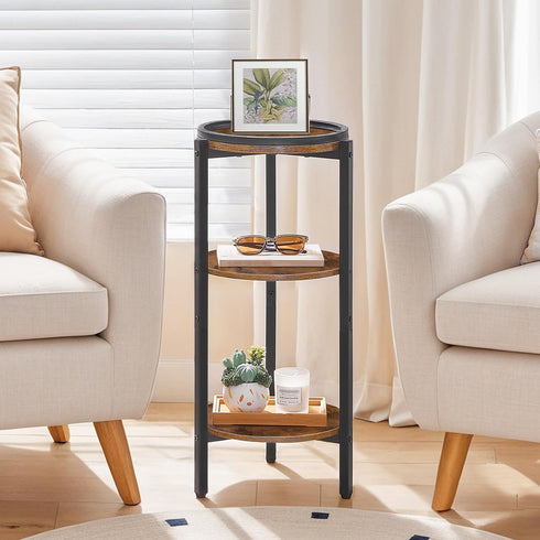 3-Tier 28.7" BF182BZ01 HOOBRO Small Round Side Table, Tall Coffee Drink Table for Sofa Couch, H Slim Nightstand, Circle