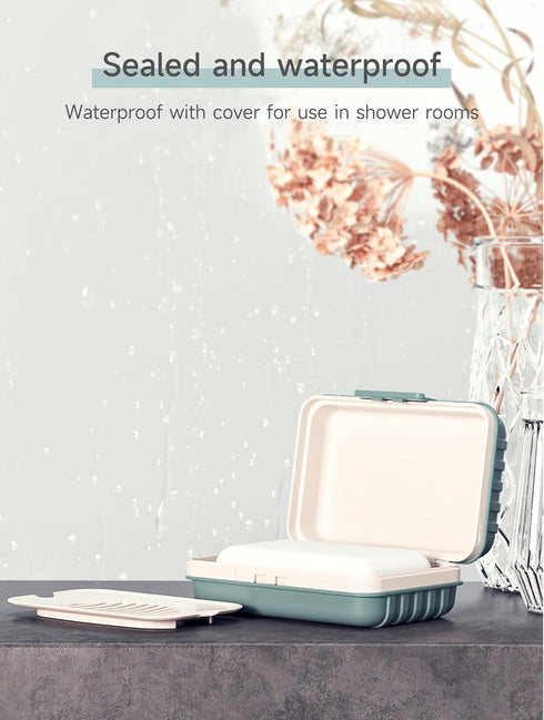 Doter Travel Soap Holder with Lid - Draining Soap Box for Shower -Compact Travel Soap Case Leak-Proof Design