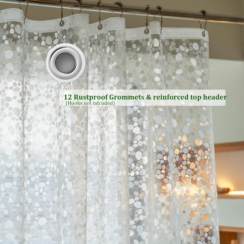 Shower Curtain Liner 75 inches Long, EVA Waterproof Heavy Duty Bathroom Shower Liner with 3 Strong Magnets and 12 Rust