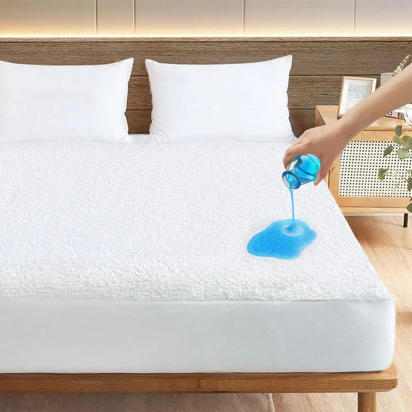 Rajlinen Premium King Mattress Protector, Waterproof Cooling Fitted Sheet, Fits Up to