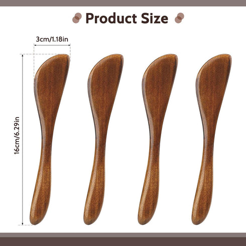 4Pcs Wooden Butter Knife 6 Inch Jelly Cheese Spreaders Sandwich Spreaders Condiment Knive Wooden Mini Spatulas for Kitchen by Hariendny