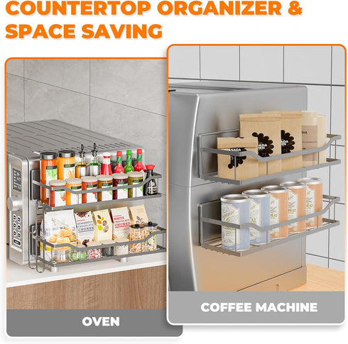 JulktLli 5 Pack Multifunctional Magnetic Shelves for Refrigerator Spice Rack & Washing Machine Organize, Include Paper