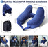Sunany Neck Pillow for Travel - Inflatable Airplane Pillow with Soft Velour Cover and Portable Drawstring Bag (Blue)