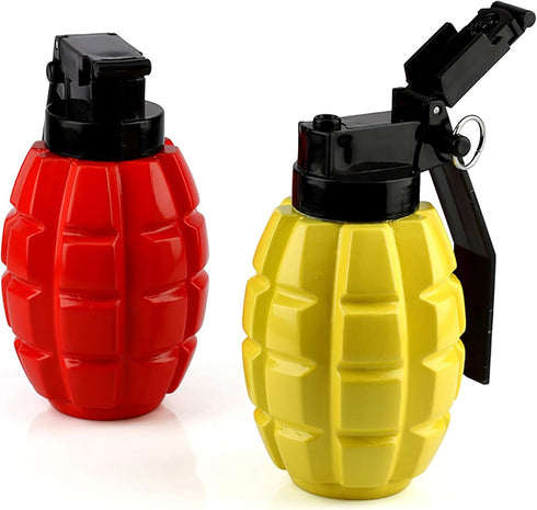 Caliber Gourmet Condiment Dispenser Set - Grenade Shape Squeeze Bottles for BBQ, Camping, Ketchup Mustard, Red & Yellow
