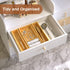 Bamboo Drawer Organizer Box, 12.5'' X 12.5'' X 2'', Adjustable 3 Individual Storage Containers for Kitchen