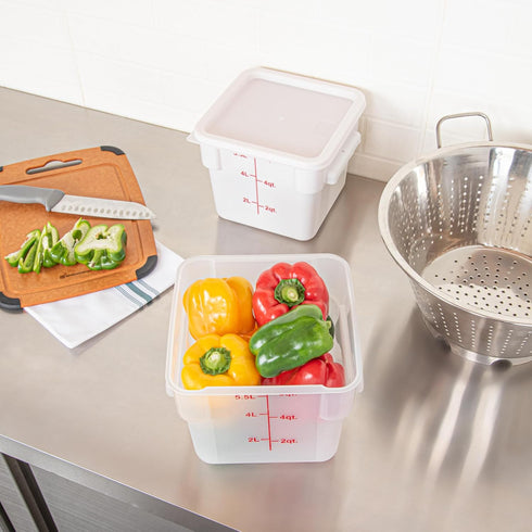 Restaurantware Met Lux 6 Quart Food Storage Container, Translucent with Volume Markers, Lids Sold Separately
