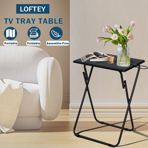LOFTEY TV Tray Table, Folding TV Dinner Table, Portable TV Tables for Living Room for Eating, Heavy Duty Foldable Side