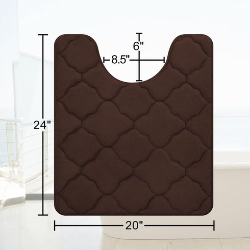 OLANLY Memory Foam Toilet Rugs U-Shaped 24x20, Ultra Soft Non-Slip Thick Bathroom Mat in Brown