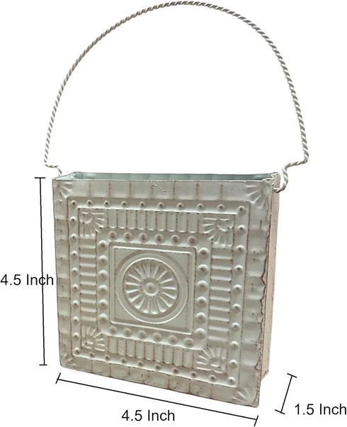 Set 4, 4.5" Hosley Small Cream Metal Tote Vase of Long Decorative Mini Vases for Dried Floral Arrangements, Coffee