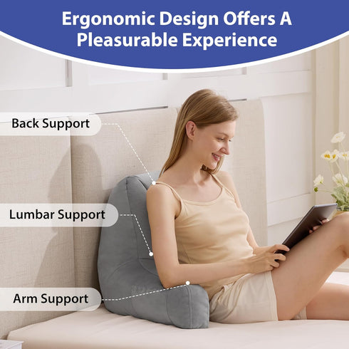 18in, IASEAHK Reading Pillows for Sitting in Bed Adult, Back Pillow for Bed Sitting Up, Backrest Pillows with Shredded