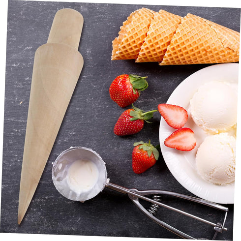 ABOOFAN 4 pcs Krumkake Waffle Cones Shape Cream Maker Shop Kitchen Craft Molds Home Baking Wood DIY Mold Cake Croissant Portable Er Cone Pastry for Horn Pizzelle Ice-cream Tubes Wooden