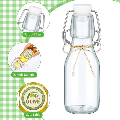 20 Pack (4 oz,Clear) Queekay Mini Swing Top Glass Bottles for Vanilla Extract Homemade Olive Oil Bottles with Lids