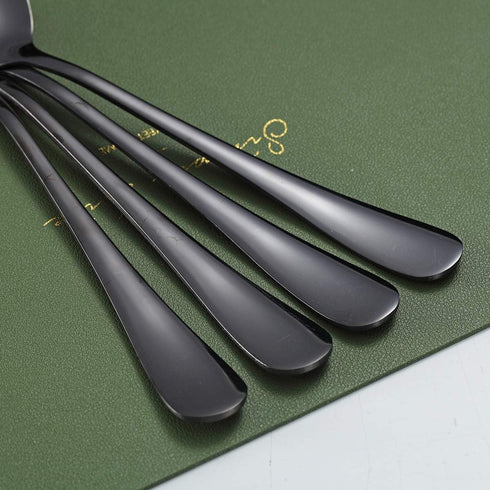 Black Kyraton Titanium Plating Serving Set - 4 Pieces with 2 Spoons and 2 Slotted Spoons