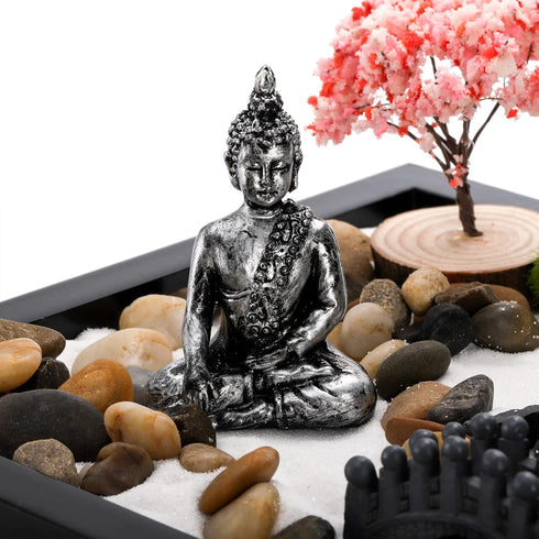 Zen Garden Kit for Desk, 8.5×7.5 Inches Japanese Mini Accessories, Sand Tray Therapy Kit for Home Office Decor
