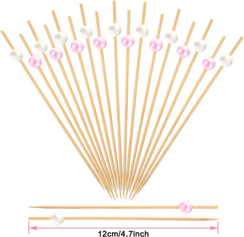 Blulu 200 Pack Cocktail Picks, 4.7 Inch Fancy Toothpicks for Appetizers, Bamboo Skewers for Party Decor