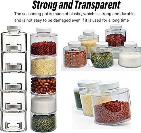 6pcs Spice Jars, Stackable Plastic Spice Jar with Shaker Lids, Clear Dredge Spice Shaker Containers for Storing Spice,