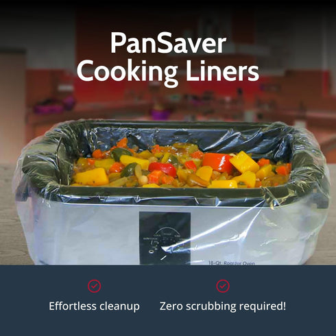 PanSaver Cooking Liners - Disposable Electric Roasting Pan Liners for Instant Cleanup, Foil, 2 Count