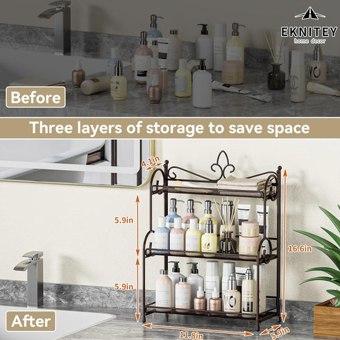 Countertop Counter 3 Counter EKNITEY Bathroom Organizer Shelf - Kitchen Organizer Tier Bathroom Shelves for Makeup