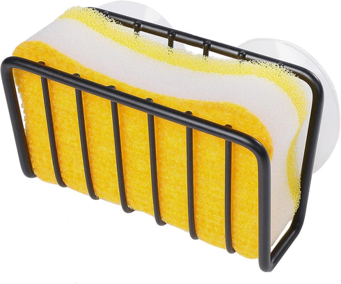 Toplife Sponge Holder for Kitchen Sink - Black Rust-Proof Suction Cup Sponge Caddy