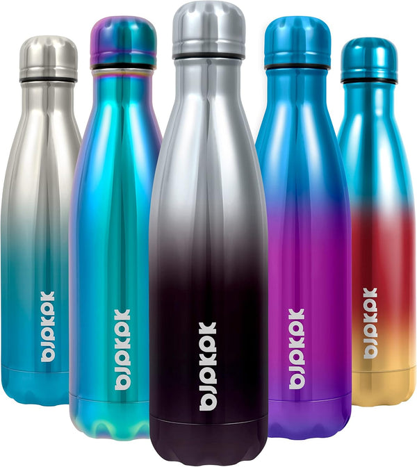 BJPKPK Insulated Water Bottles - 17oz/500ml Stainless Steel, Sports Water Bottles Keep Cold for 24 Hours and Hot for 12