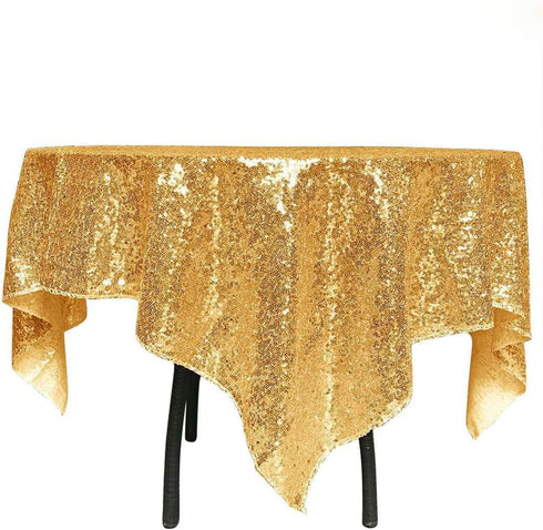 ShinyBeauty Gold Sequin Tablecloth - Sequin Table Overlay for Wedding/Party/Event Decoration (36inx36in)