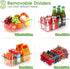 Clear Pantry Organizer Storage Bins, 2 Packs Plastic Removable Snack Organizer with 3 Dividers for Kitchen Cabinets