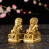 BRABUD 2.8in Fengshui Brass Pair of Fu Foo Dogs Guardian Lion Statues, Housewarming Congratulatory ZD099 Gold