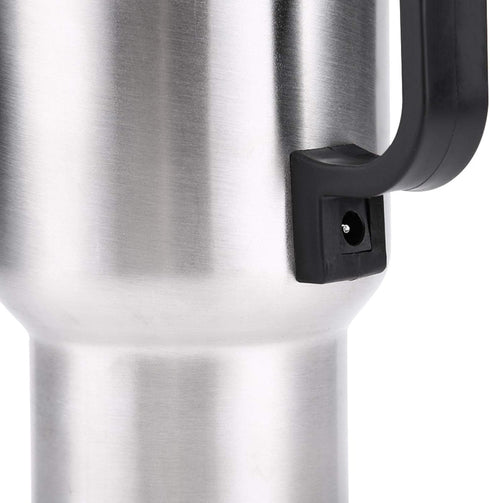 Portable Stainless Steel Electric Car Kettle, 450ml Travel Mug with Auto Charger, Airtight Lid, Heated Coffee Tea Cup