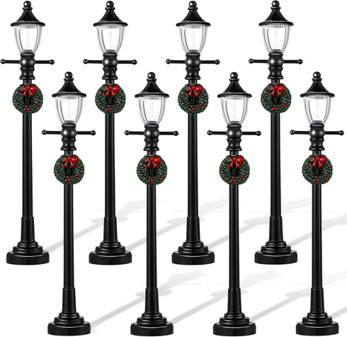 Honoson 6 Years(8 Christmas Mini Street Light Models Christmas Accessories Miniature Lamp Village Post for Dollhouse