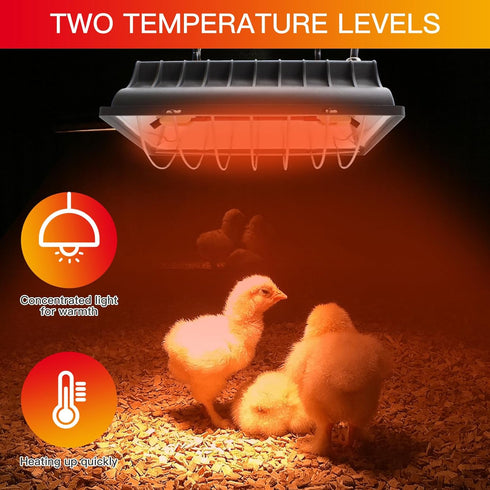 250W Chicken Coop Heater Lamp Winter Hanging Heat Lamp for Chickens Incubators Temperature Adjustable Chicken Brooder