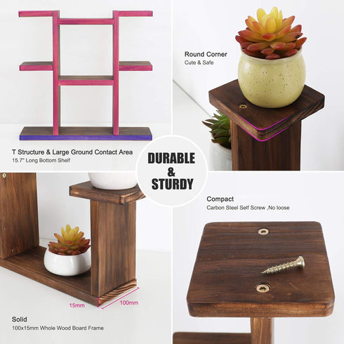 9 Wood Desktop Plant Stand Indoor Small Windowsill Flower Shelf Tabletop Plant Shelf Holder Display Rack for Succulent