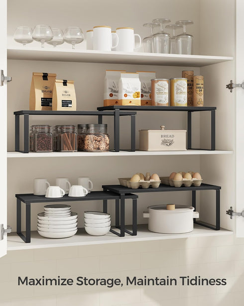 Set 2 Counter UKCS025B01 SONGMICS Cabinet Organizer Shelf, of Kitchen Shelves, Kitchen Storage, Spice Rack, Stackable